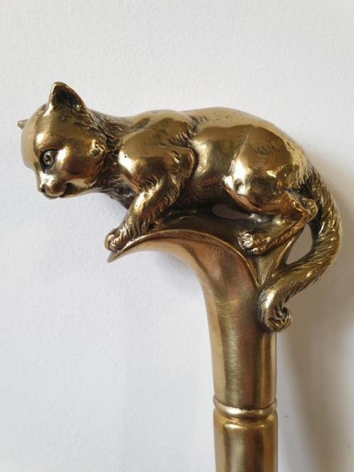 bronzen wandelstok met kat , uitverkoop, Antiek en Kunst, Curiosa en Brocante, Ophalen of Verzenden