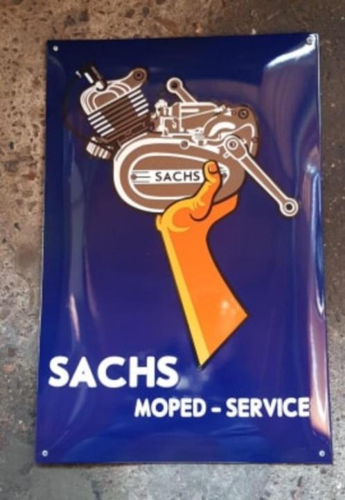 Sachs moped service emaillen reclame bord en andere borden, Collections, Marques & Objets publicitaires, Comme neuf, Panneau publicitaire