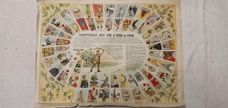 "Nouveau Jeu de l'oie de 1916 (oorlog 14-18), Verzamelen, Overige Verzamelen, Gebruikt, Ophalen