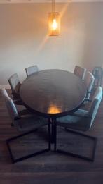 Mango houten tafel met eetkamerstoelen, Ophalen, Gebruikt, 100 tot 150 cm, 200 cm of meer