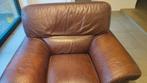 Bruine Leren Fauteuil - Met Tegenwoord Te Koop!, Ophalen, Eenpersoons, Leer