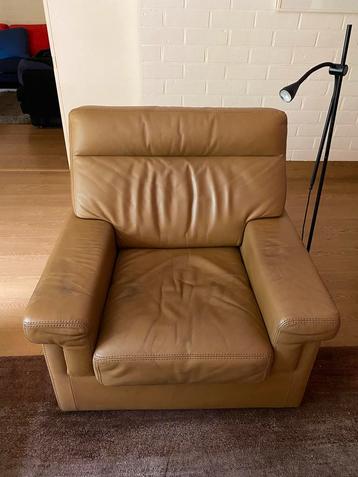 2x enkele lounge zetels fauteuils cognac leer Durlet beschikbaar voor biedingen