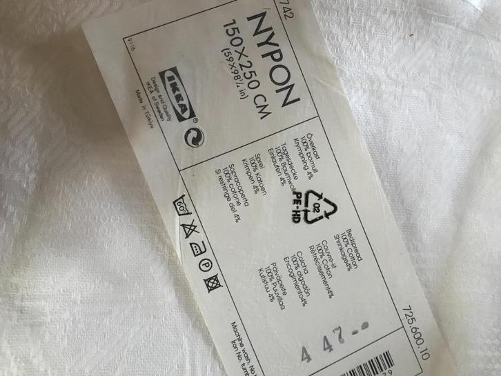 IKEA damast zacht wit katoen 3 coupons 150x250, Huis en Inrichting, Slaapkamer | Beddengoed, Nieuw, Overige typen, Eenpersoons