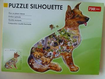 puzzle pour chien silhouette 750 pièces, Enlèvement ou Envoi, 500 à 1500 pièces, Utilisé, Puzzle