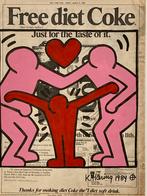 Keith Haring: tekening op krantenpapier., Antiek en Kunst, Ophalen of Verzenden