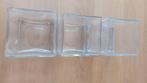 3 glazen vierhoekige vazen, Ophalen, Zo goed als nieuw, Glas, Minder dan 50 cm