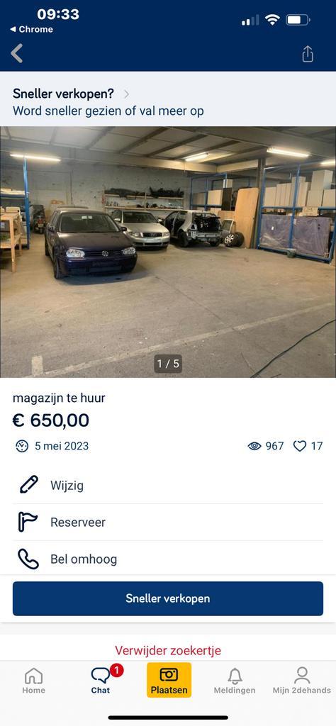 Magazijn te huur, Zakelijke goederen, Kantoor en Winkelinrichting | Magazijn, Stelling en Opslag, Ophalen