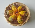Mandje met 6 nieuwe en decoratieve paaseieren  -  Pasen, Ophalen of Verzenden, Nieuw