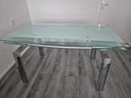 Eettafel met 4 stoelen, Huis en Inrichting, Tafels | Eettafels, Ophalen, Gebruikt, 50 tot 100 cm, Glas