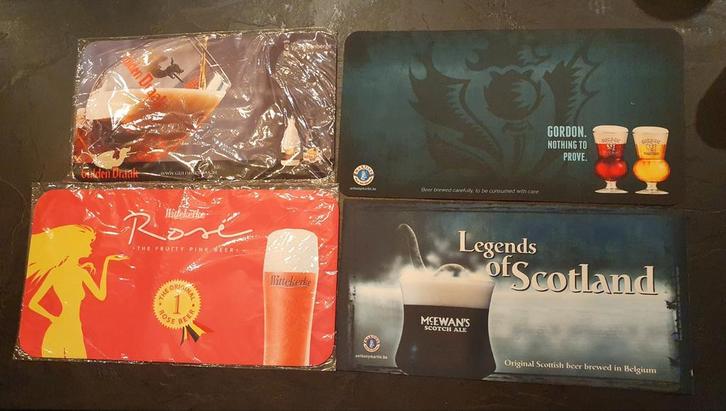 4 tapis de sol - Golden Dragon/Gordon/Wittekerke/Mc Ewan's -, Collections, Marques & Objets publicitaires, Comme neuf, Ustensile