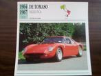 De Tomaso - Fiches Edito Service période 1964-1990, Enlèvement ou Envoi, Comme neuf, Voitures