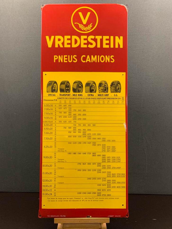Emaille reclamebord VREDESTEIN uit 1958 (VERKOCHT), Verzamelen, Merken en Reclamevoorwerpen, Gebruikt, Reclamebord, Ophalen