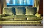 Vintage fluwelen groene zetel, Huis en Inrichting, Zetels | Zetels, Ophalen, Vintage jaren 60, Gebruikt, Driepersoons