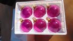 Doos van 6 handgemaakte glazen kerstballen paars transparant, Diversen, Nieuw, Ophalen of Verzenden