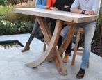 Massief houten bartafel + 4 bijpassende stoelen, Zo goed als nieuw, Ophalen