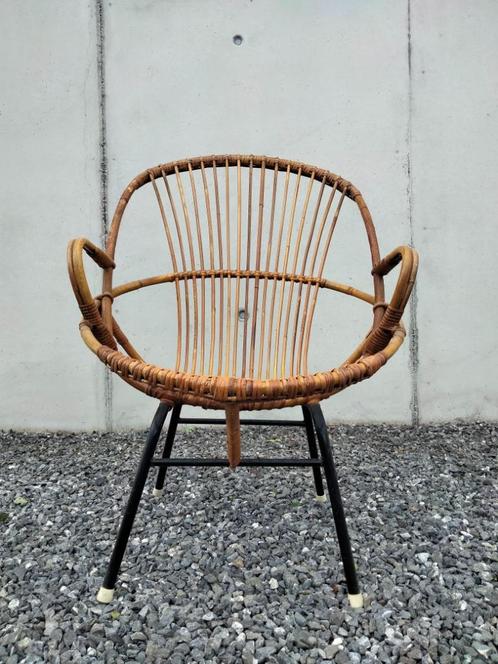 1960s vintage design fauteuil bamboe rotan Rohe Noordwolde, Maison & Meubles, Canapés | Salons, Utilisé, Une personne, Enlèvement