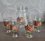 Vintage glazenset met bloemen, Verzamelen, Glas en Drinkglazen, Ophalen, Gebruikt, Overige typen