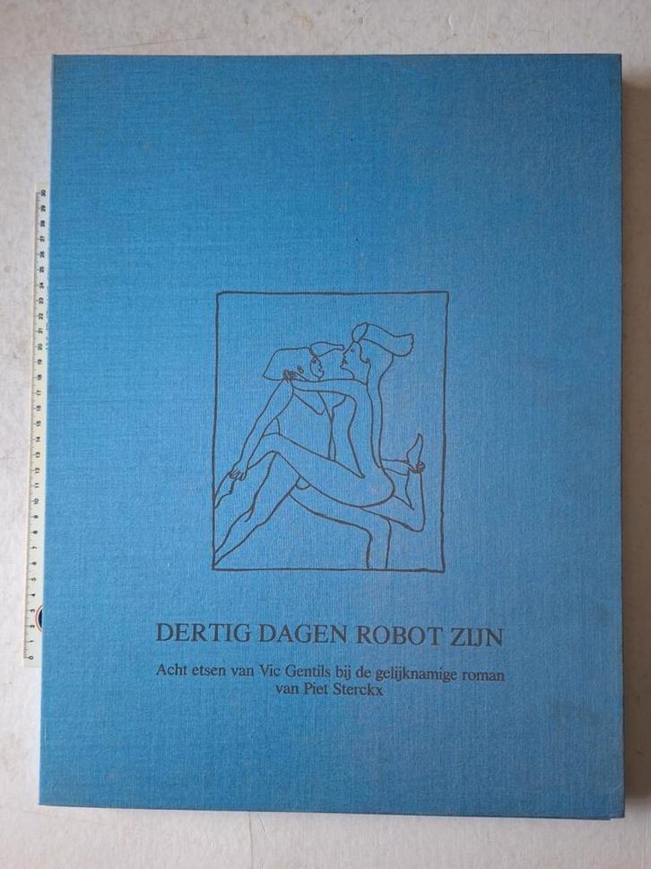 Kunstmap met 8 etsen van Vic Gentils Dertig dagen robot zijn, Antiek en Kunst, Kunst | Etsen en Gravures, Ophalen of Verzenden