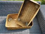 Antieke grote gevlochten rotan opberg manden jaren 50 a 60, Antiek en Kunst, Ophalen of Verzenden