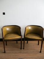 Set van twee art deco tonneau fauteuils, Minder dan 75 cm, Hout, Zo goed als nieuw, 50 tot 75 cm