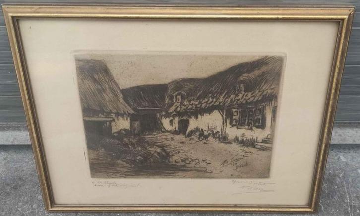 Eau forte épreuve d artiste dilbeek signe pol craps, Antiek en Kunst, Kunst | Etsen en Gravures, Ophalen of Verzenden