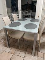 Glazen keukentafel met 4 gratis stoelen., Ophalen