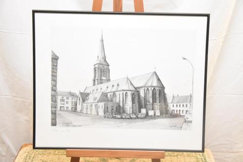 Tekening Luc  Crop Meulebeke, Huis en Inrichting, Woonaccessoires | Schilderijen, Tekeningen en Foto's, Gebruikt, Tekening, Ophalen