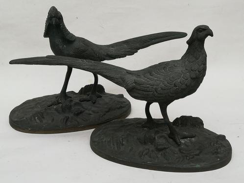 Deux jolies statues en bronze - oiseaux - Français - 19ième, Antiquités & Art, Curiosités & Brocante, Enlèvement ou Envoi
