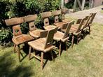 VINTAGE BRUTALIST T-BACK EETKAMER STOELEN PIERRE CHAPO STIJL, Ophalen, Gebruikt, Vijf, Zes of meer stoelen, Hout