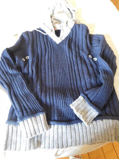 Blauw/grijze trui met afneembare capuchon CKS maat 12 jaar, Kinderen en Baby's, Kinderkleding | Maat 152, Zo goed als nieuw, Jongen
