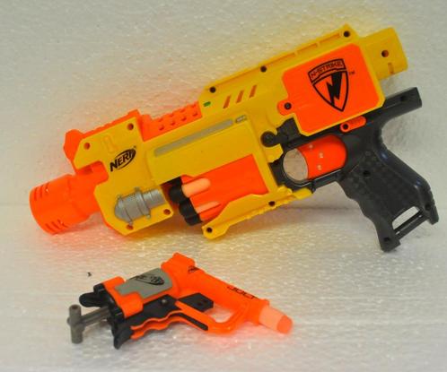 LOT Nerf : N-strike Barricade RV-10 & Nerf Jolt + Cartouches, Kinderen en Baby's, Speelgoed | Buiten | Actiespeelgoed, Gebruikt