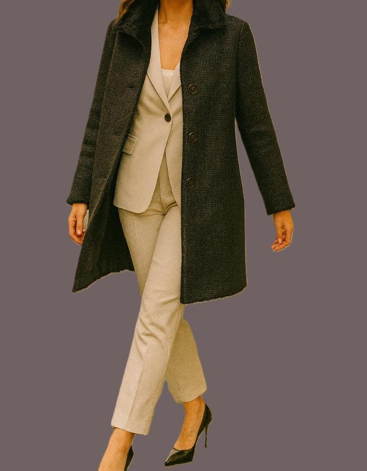 exclusieve Cop.Copine “Alsace” mantel maat 36, Kleding | Dames, Jassen | Winter, Gedragen, Maat 36 (S), Zwart, Ophalen of Verzenden