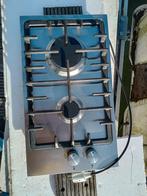 Plaque de cuisson inox, gaz, 2 foyers, piezzo et sécurité, Ophalen, Gebruikt, Gas