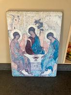 Icoon van de heilige drievuldigheid, op hout geprint, Antiek en Kunst, Curiosa en Brocante, Ophalen of Verzenden