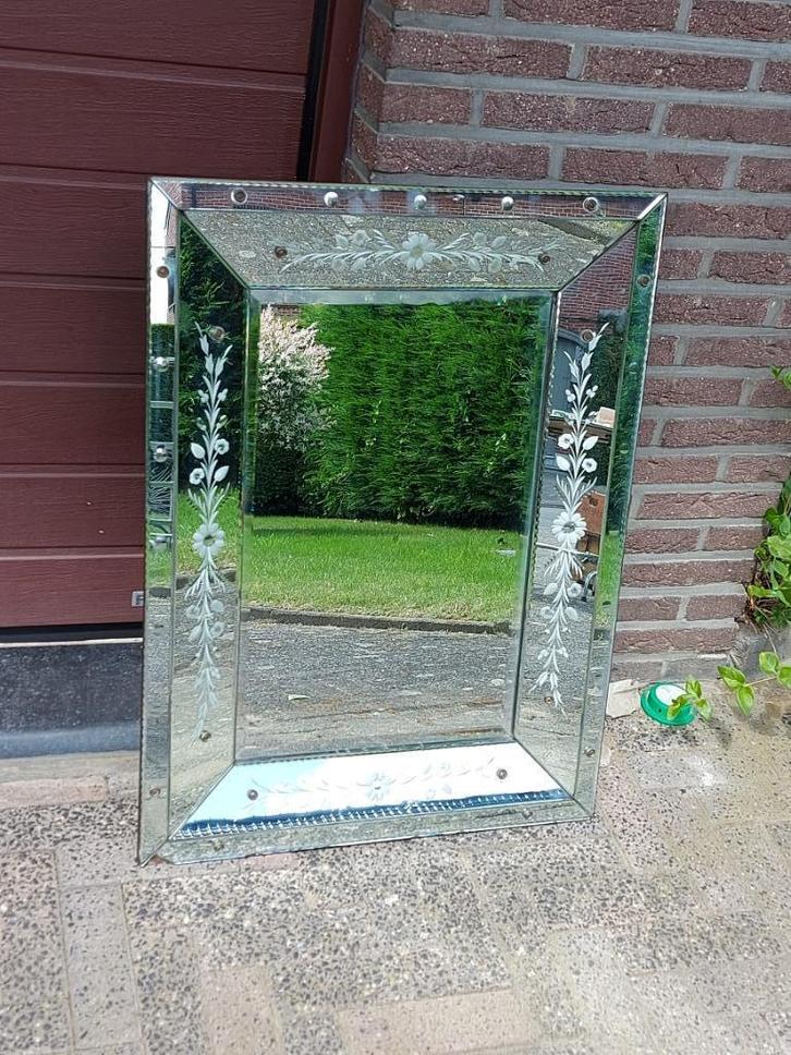 Antieke spiegel* 80x60cm curiosa, Antiek en Kunst, Curiosa en Brocante, Ophalen