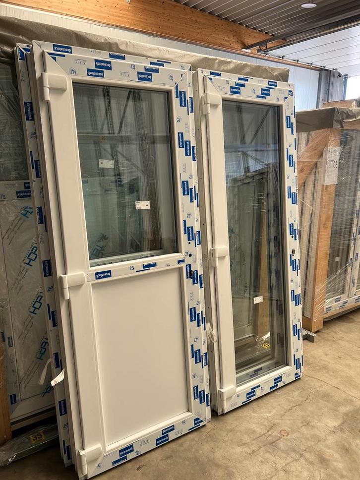 Witte PVC-deur, geglazuurd of half glas, inclusief handgreep, Doe-het-zelf en Bouw, Raamkozijnen en Schuifdeuren, Nieuw, Deurkozijn