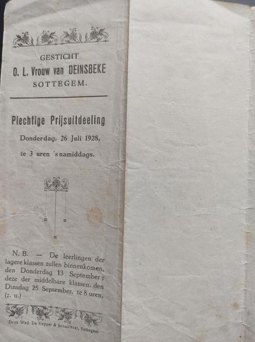 Gesticht O.L.V. van Deinsbeke 1928 prijsuitdeeling, Livres, Histoire & Politique, Enlèvement ou Envoi