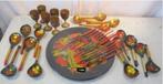 Prachtige oude Beschilderde Houten serviesonderdelen, Antiek en Kunst, Curiosa en Brocante, Ophalen of Verzenden