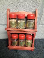 vintage retro , rood kruidenrekje met 6 kruidenpotje., Ophalen, Gebruikt