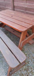 Picknicktafel met bank, Tuin en Terras, Picknicktafels, Ophalen, Gebruikt, Hout