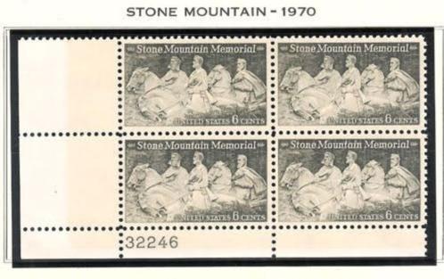 USA 1970 - Stone Mountain Memorial Issue Georgia - pane of 4, Timbres & Monnaies, Timbres | Amérique, Non oblitéré, Amérique du Nord