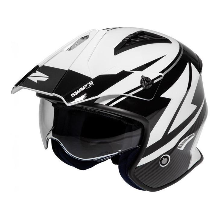 motorhelm Jet S769 TROOPER motorhelm — Wit Zwart Nieuw, Motoren, Kleding | Motorhelmen, Jethelm, S, Nieuw met kaartje, Verzenden