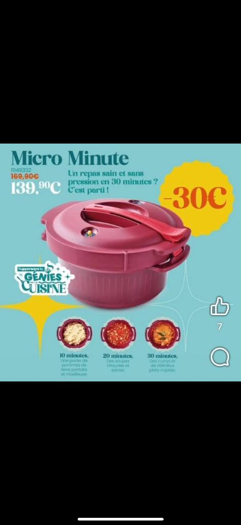 Micro minute Tupperware, Maison & Meubles, Cuisine| Tupperware, Neuf, Autres types, Enlèvement ou Envoi