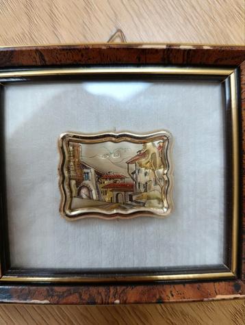 Petit cadre avec tableau en argent 925  beschikbaar voor biedingen