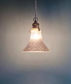Art Deco hanglamp in transparant gegroefd glas, 1920-30, Antiek en Kunst, Ophalen of Verzenden