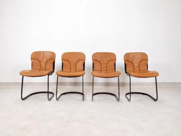  Willy Rizzo stoelen - cognac leather - Cidue Italy