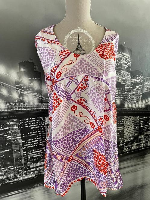 zomerse blouse topje Bruphils 42 - ZIJDE, Kleding | Dames, Topjes, Zo goed als nieuw, Maat 42/44 (L), Paars, Zonder mouw, Verzenden