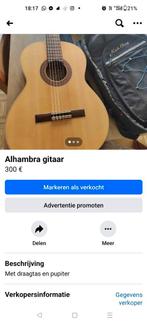 Alhambra gitaar met draagtas,leerboek en pupiter, Muziek en Instrumenten, Snaarinstrumenten | Gitaren | Akoestisch, Ophalen