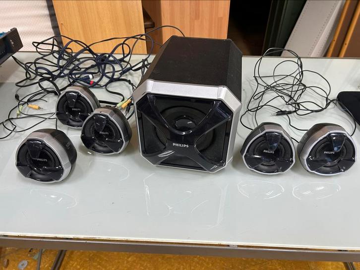 Multimedia luidsprekers 5.1, Audio, Tv en Foto, Luidsprekerboxen, Gebruikt, Subwoofer, Philips, Ophalen