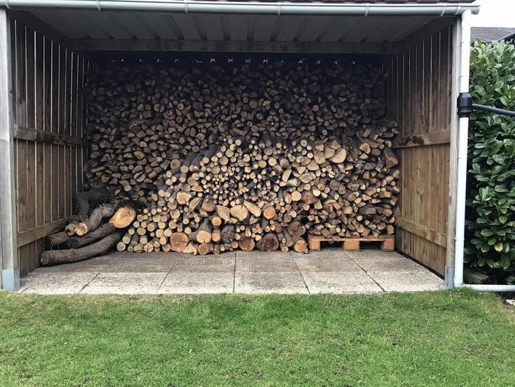 Te koop gekloven, droog eikenhout., Tuin en Terras, Brandhout, Blokken, Eikenhout, Ophalen